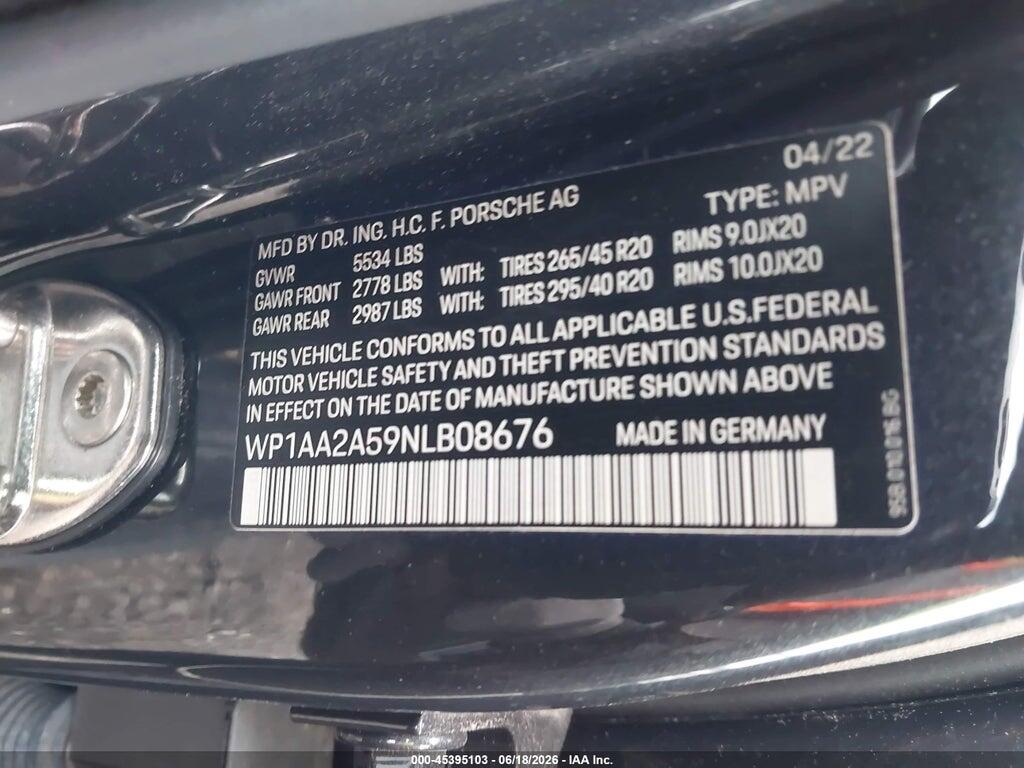 WP1AA2A59NLB08676 2022 PORSCHE MACAN photo no. 9
