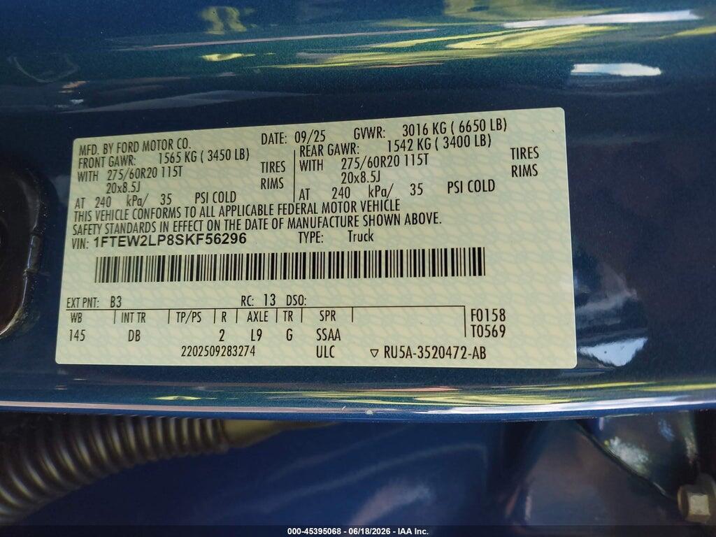 1FTEW2LP8SKF56296 2025 FORD F-150 photo no. 9