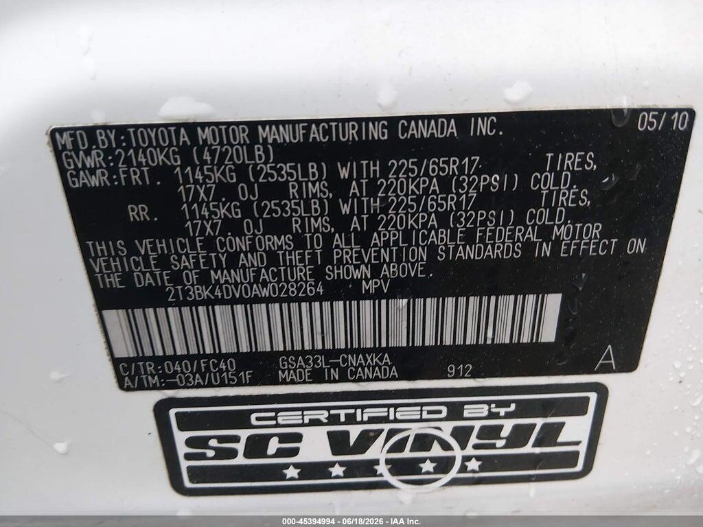 2T3BK4DV0AW028264 2010 TOYOTA RAV4 photo no. 9