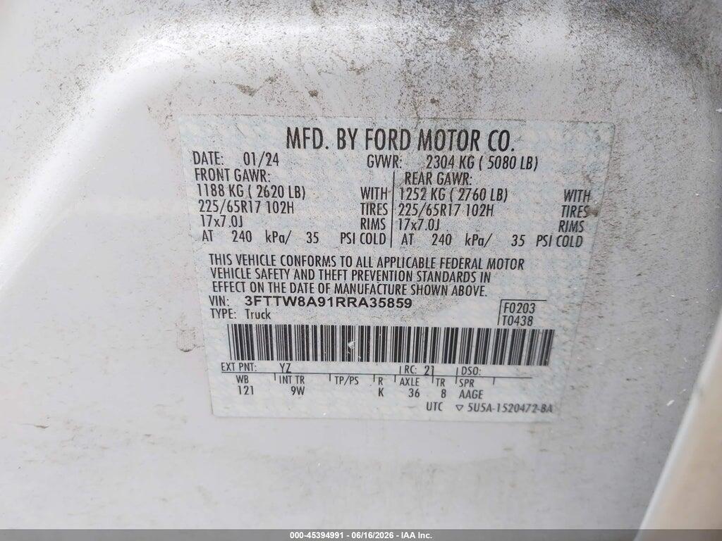 3FTTW8A91RRA35859 2024 FORD MAVERICK photo no. 9