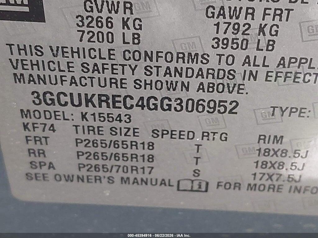 3GCUKREC4GG306952 2016 CHEVROLET SILVERADO 1500 photo no. 9