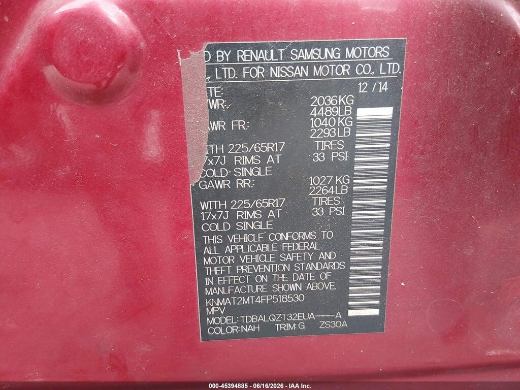 KNMAT2MT4FP518530 2015 NISSAN ROGUE photo no. 9