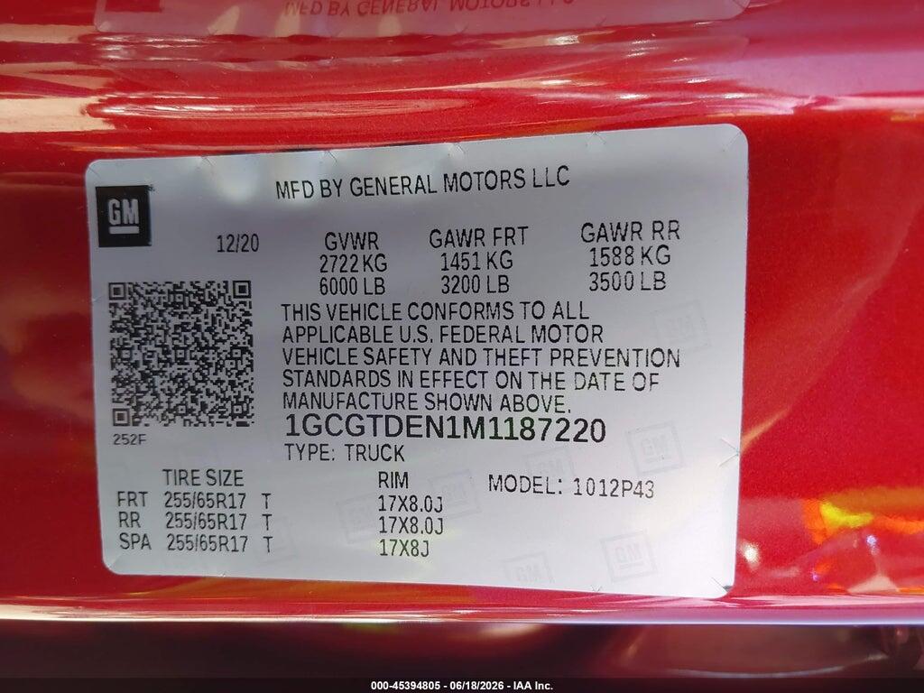1GCGTDEN1M1187220 2021 CHEVROLET COLORADO photo no. 9