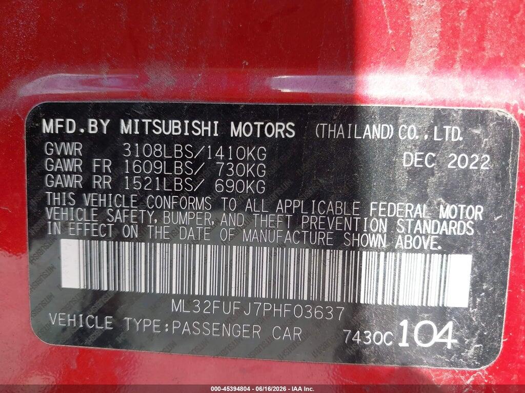 ML32FUFJ7PHF03637 2023 MITSUBISHI MIRAGE G4 photo no. 9
