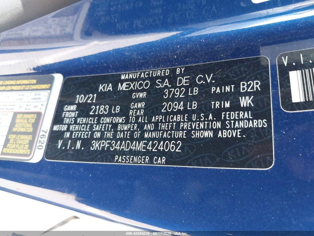 3KPF34AD4ME424062 2021 KIA FORTE photo no. 9