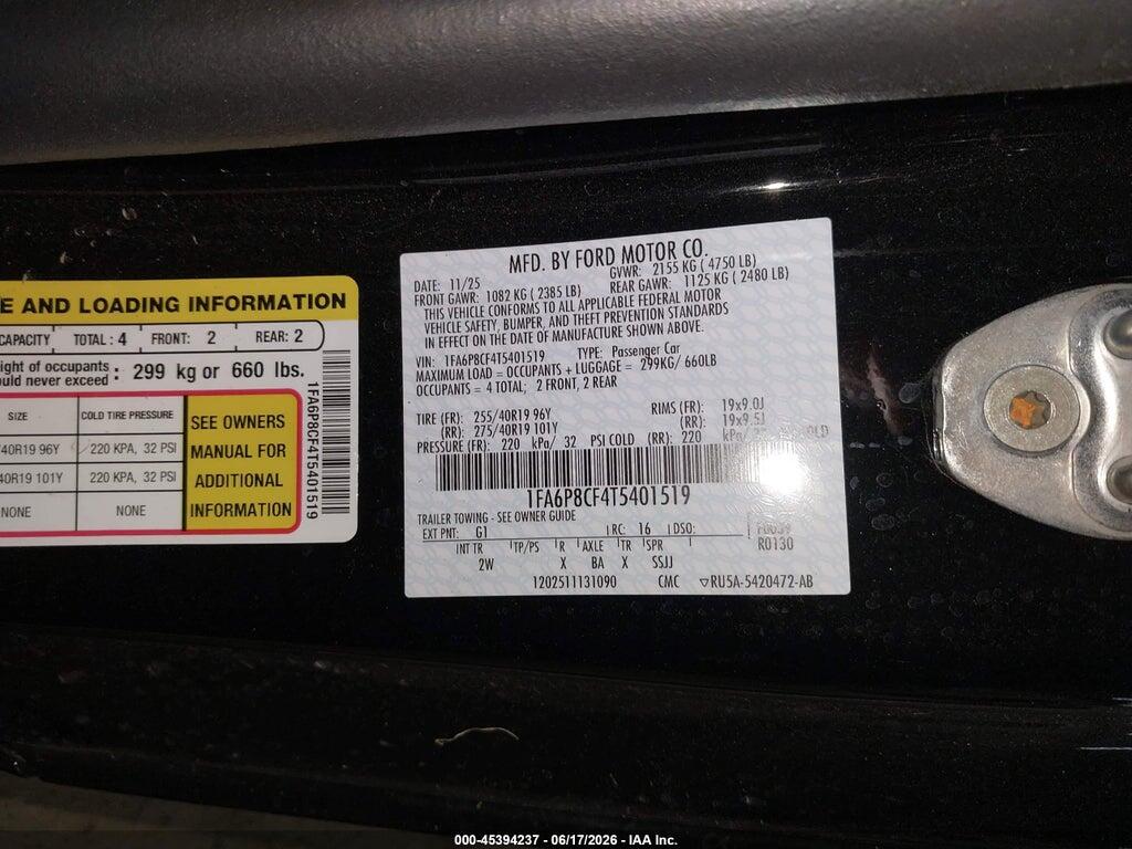 1FA6P8CF4T5401519 2026 FORD MUSTANG photo no. 9