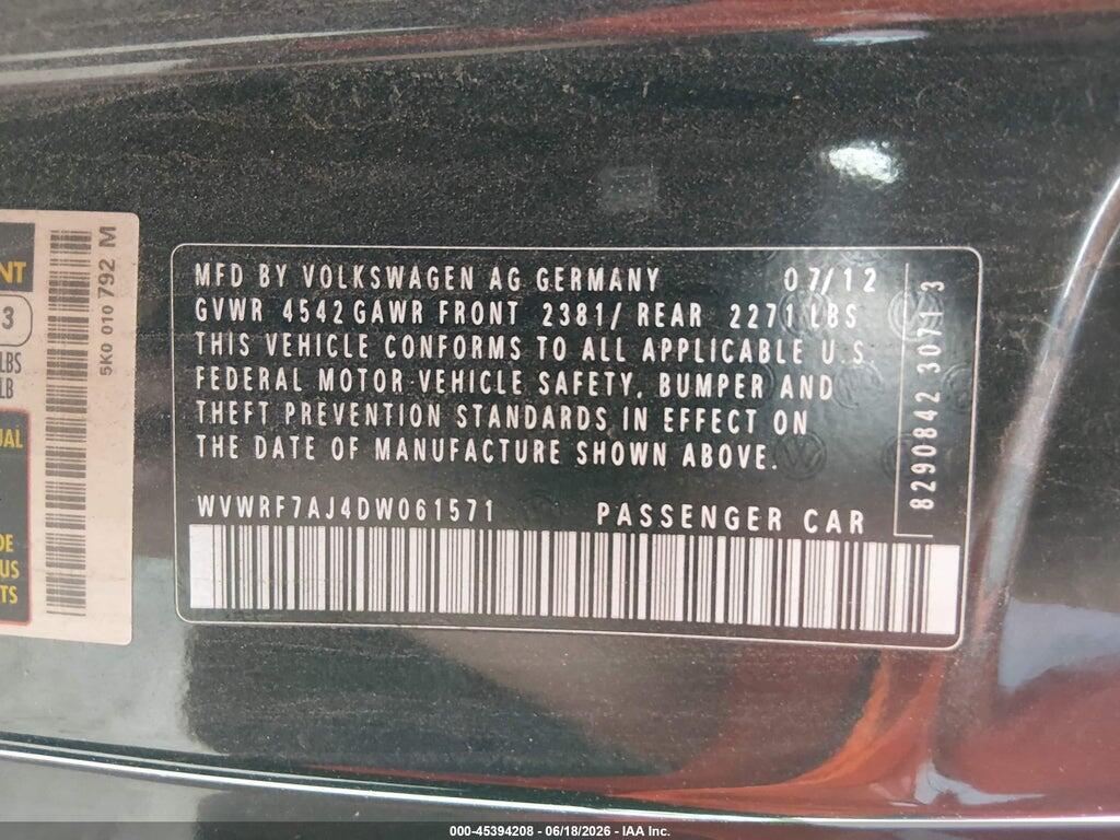 WVWRF7AJ4DW061571 2013 VOLKSWAGEN GOLF R photo no. 9