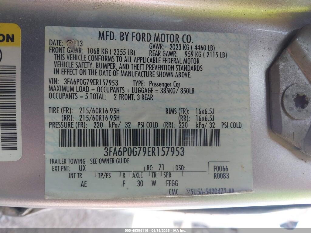 3FA6P0G79ER157953 2014 FORD FUSION photo no. 9