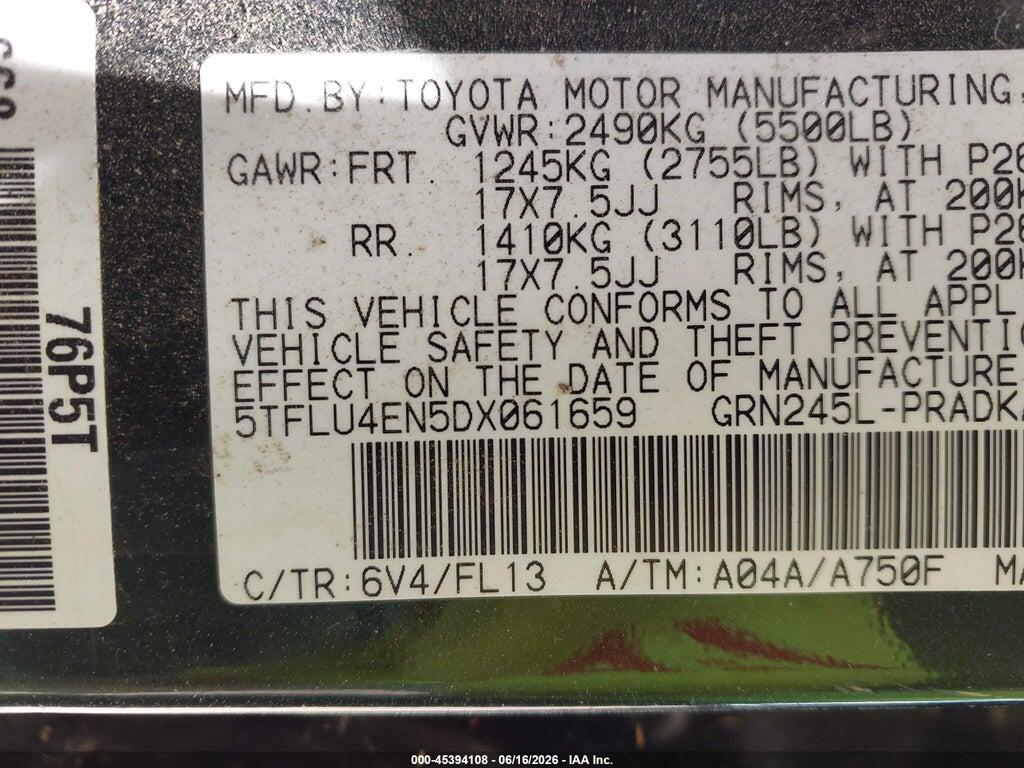 5TFLU4EN5DX061659 2013 TOYOTA TACOMA photo no. 9