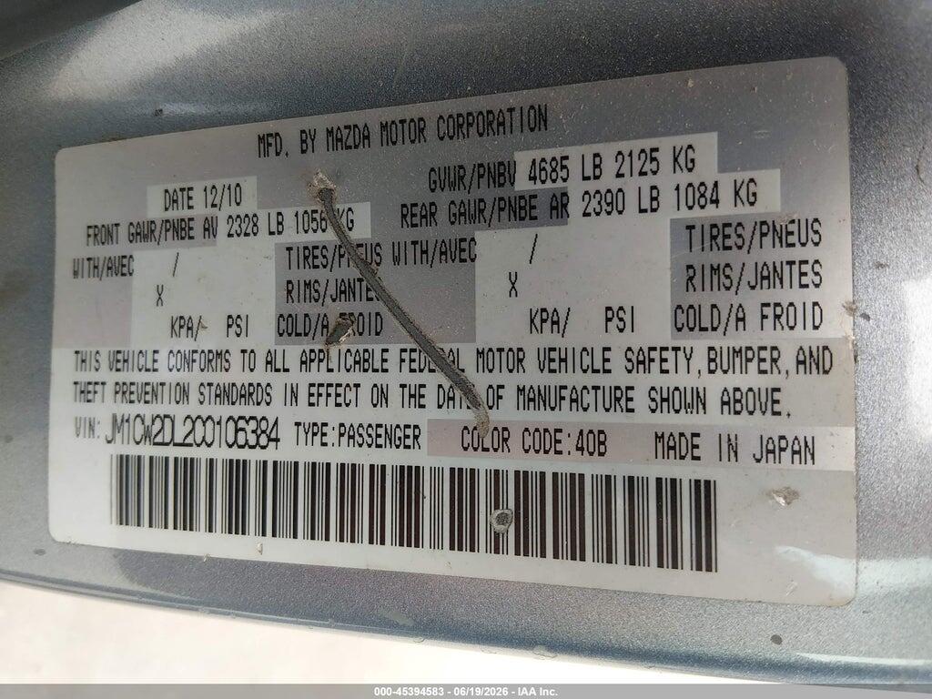 JM1CW2DL2C0106384 2012 MAZDA MAZDA5 photo no. 9
