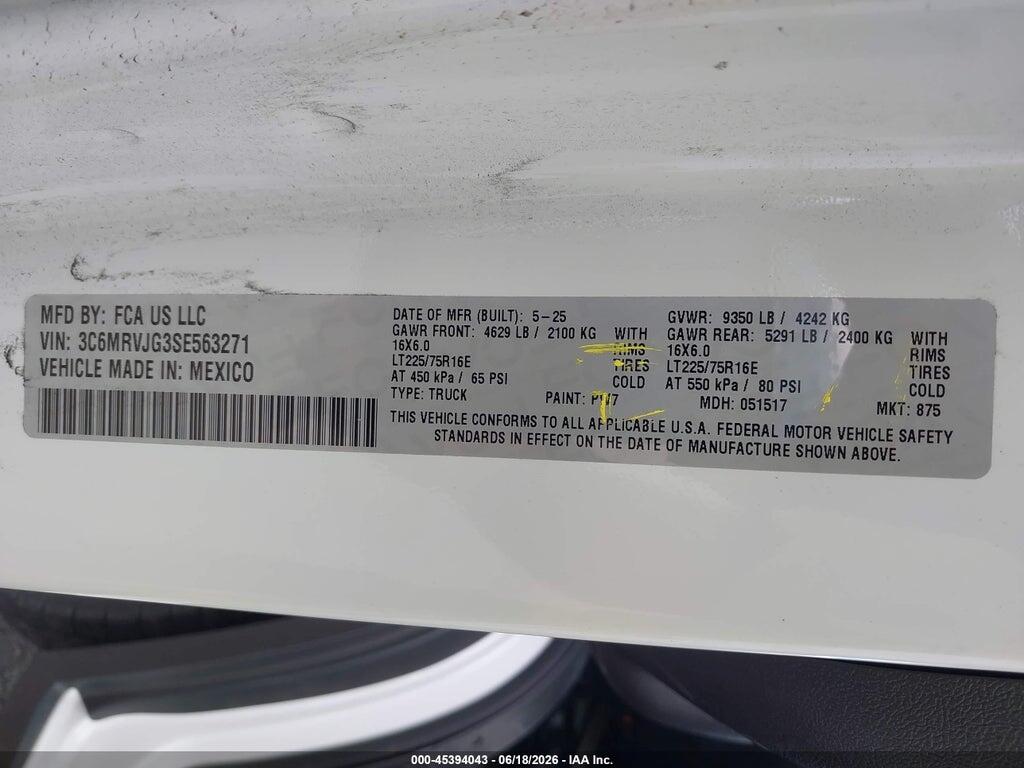 3C6MRVJG3SE563271 2025 RAM PROMASTER 3500 photo no. 9