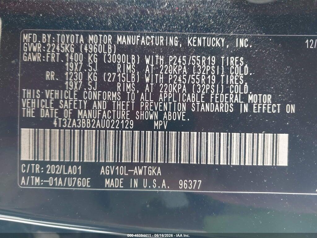 4T3ZA3BB2AU022129 2010 TOYOTA VENZA photo no. 9