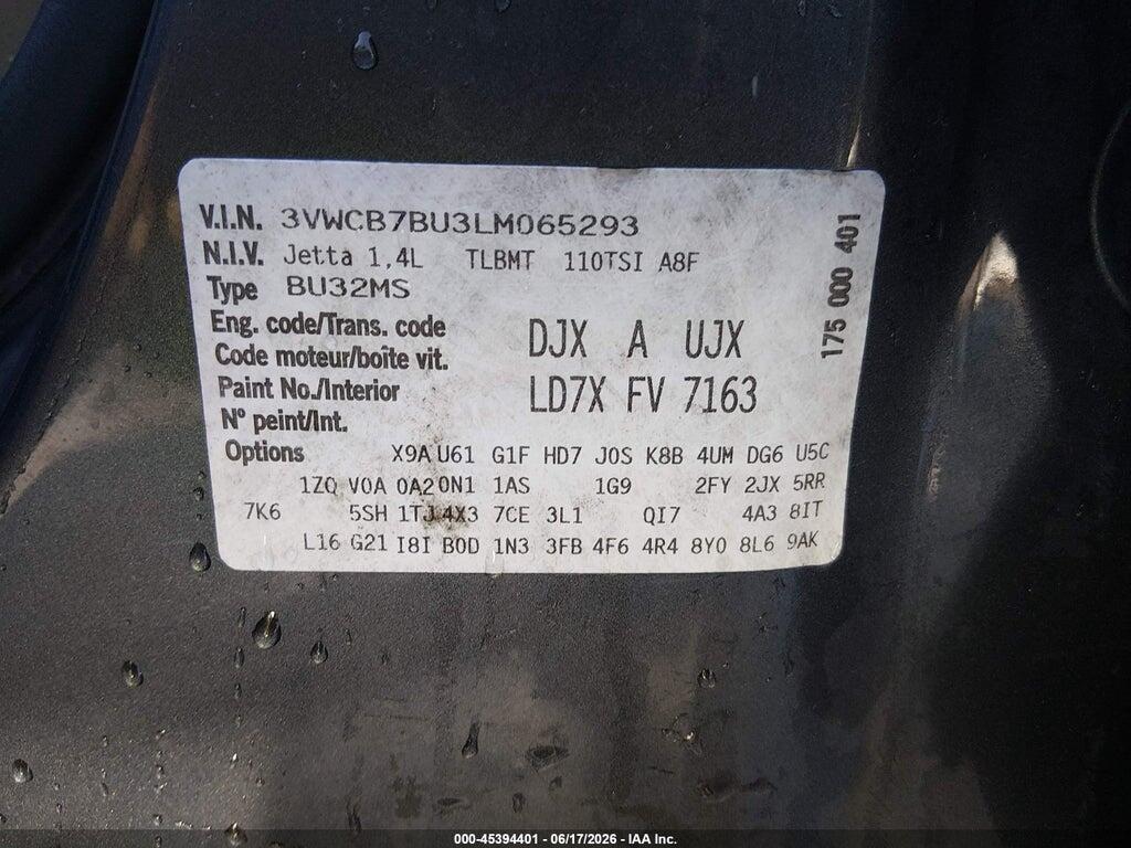 3VWCB7BU3LM065293 2020 VOLKSWAGEN JETTA photo no. 9