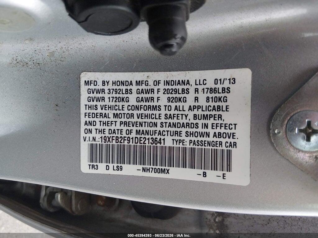19XFB2F91DE213641 2013 HONDA CIVIC photo no. 9