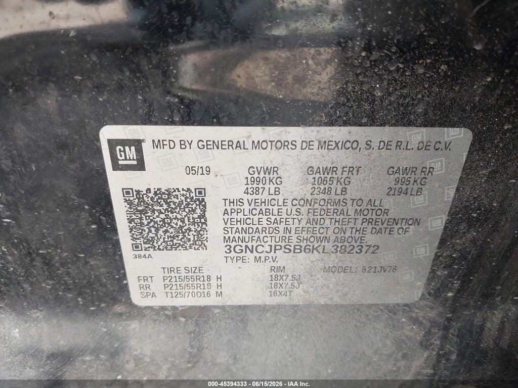 3GNCJPSB6KL382372 2019 CHEVROLET TRAX photo no. 9