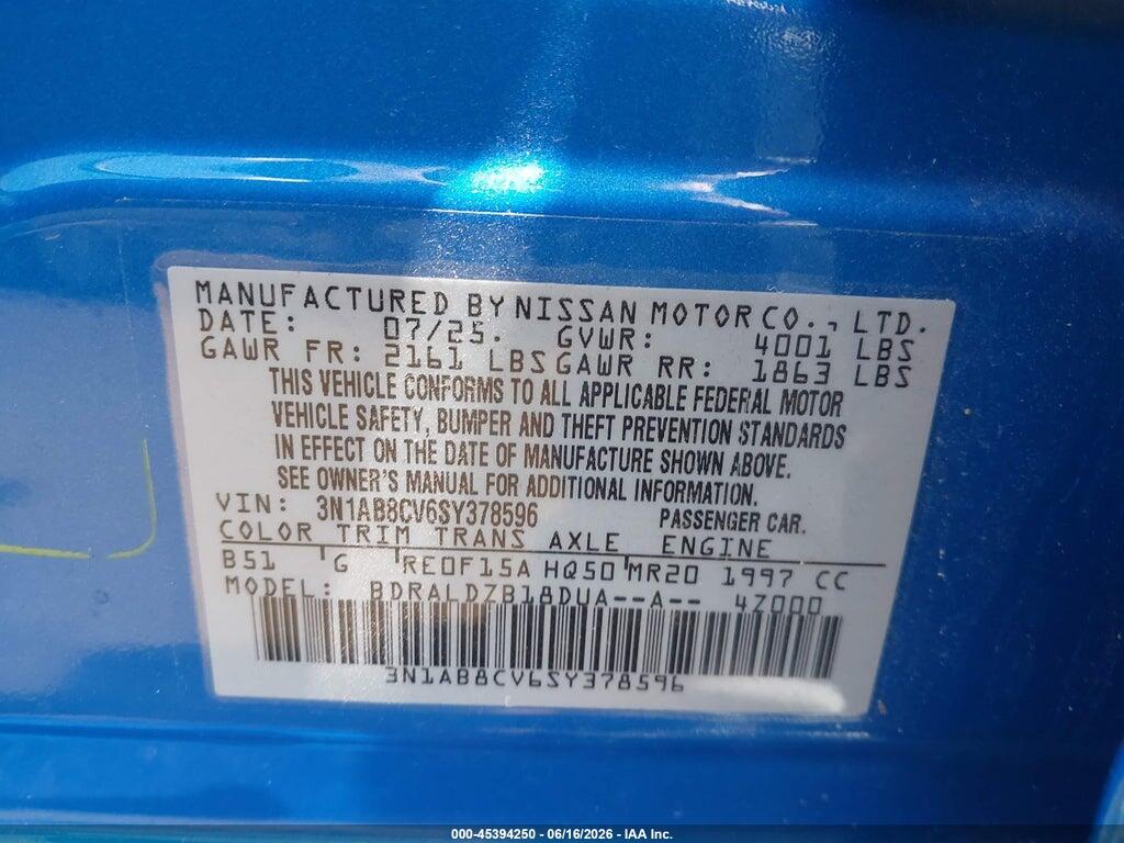3N1AB8CV6SY378596 2025 NISSAN SENTRA photo no. 9
