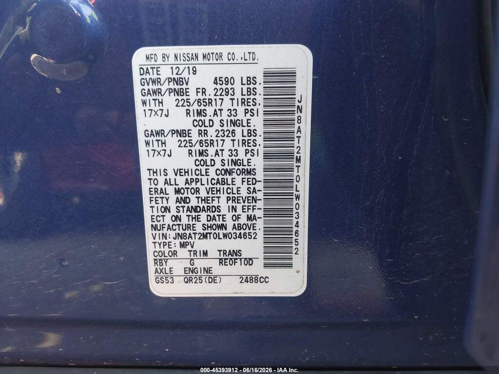 JN8AT2MT0LW034652 2020 NISSAN ROGUE photo no. 9
