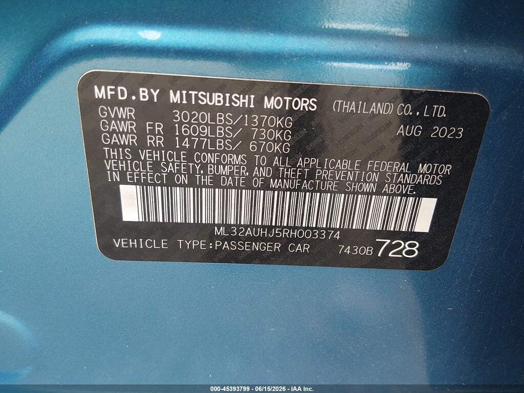 ML32AUHJ5RH003374 2024 MITSUBISHI MIRAGE photo no. 9