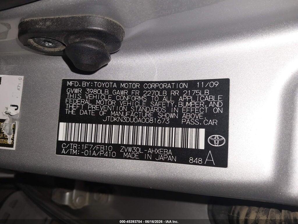JTDKN3DU0A0081673 2010 TOYOTA PRIUS photo no. 9
