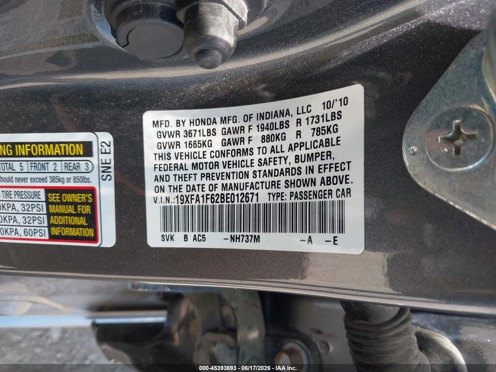 19XFA1F62BE012671 2011 HONDA CIVIC photo no. 9
