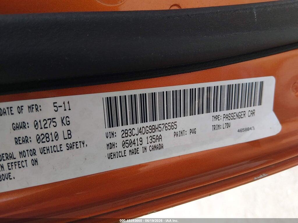 2B3CJ4DG9BH576565 2011 DODGE CHALLENGER photo no. 9