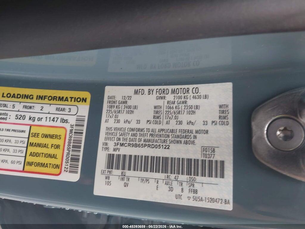 3FMCR9B65PRD05122 2023 FORD BRONCO SPORT photo no. 9