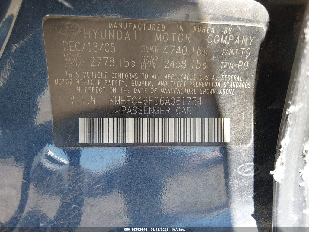 KMHFC46F96A061754 2006 HYUNDAI AZERA photo no. 9