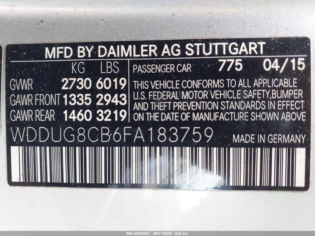 WDDUG8CB6FA183759 2015 MERCEDES-BENZ S 550 photo no. 9