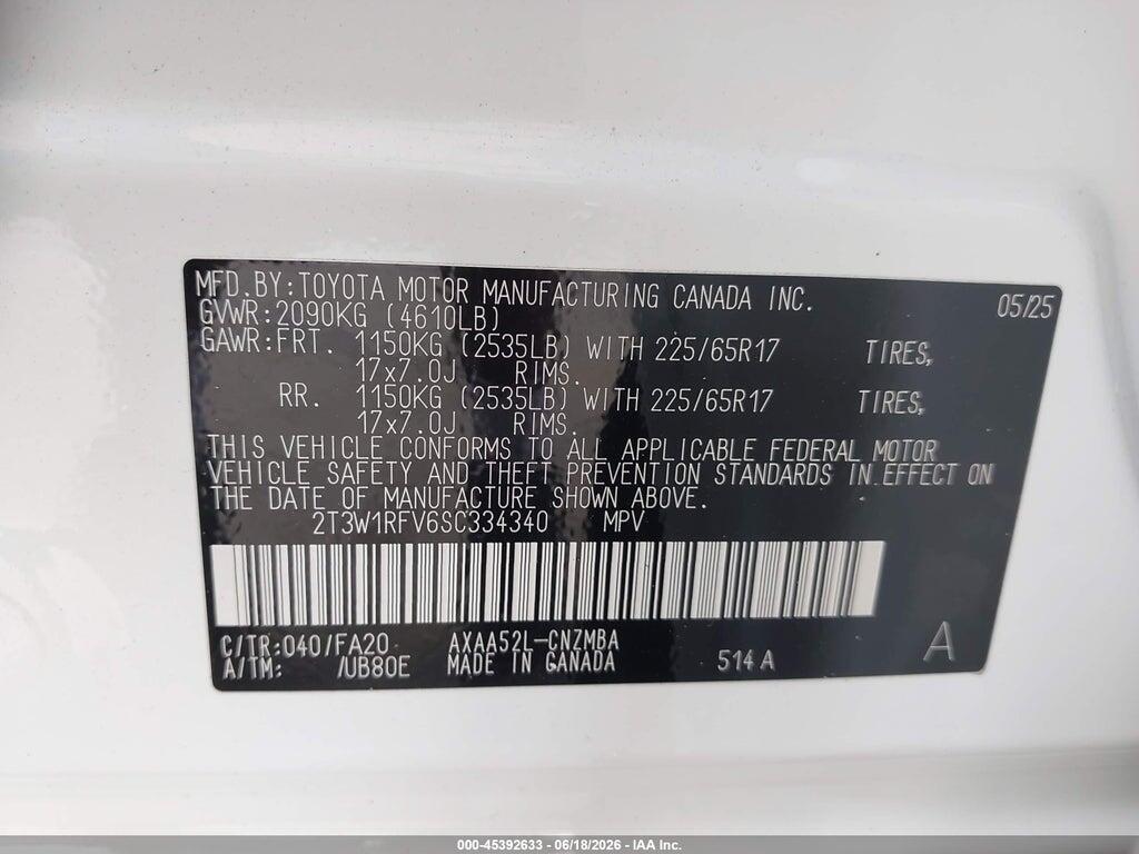 2T3W1RFV6SC334340 2025 TOYOTA RAV4 photo no. 9