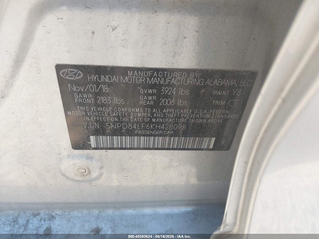 5NPD84LF6KH428095 2019 HYUNDAI ELANTRA photo no. 9