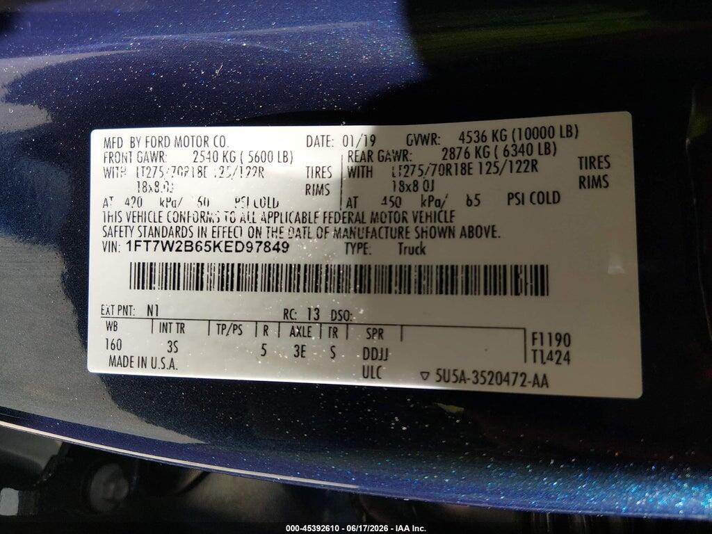 1FT7W2B65KED97849 2019 FORD F-250 photo no. 9