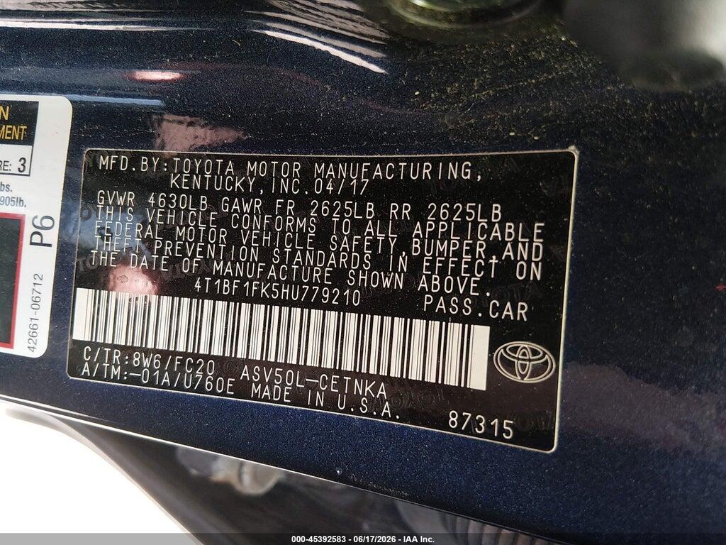 4T1BF1FK5HU779210 2017 TOYOTA CAMRY photo no. 9