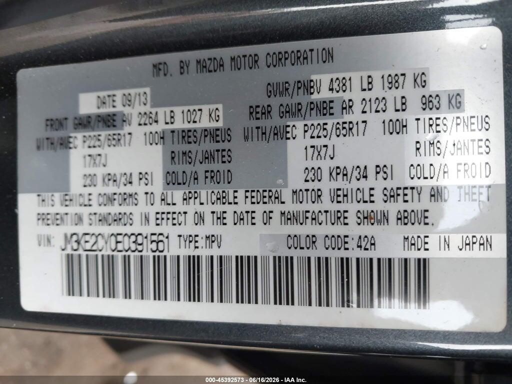 JM3KE2CY0E0391561 2014 MAZDA CX-5 photo no. 9