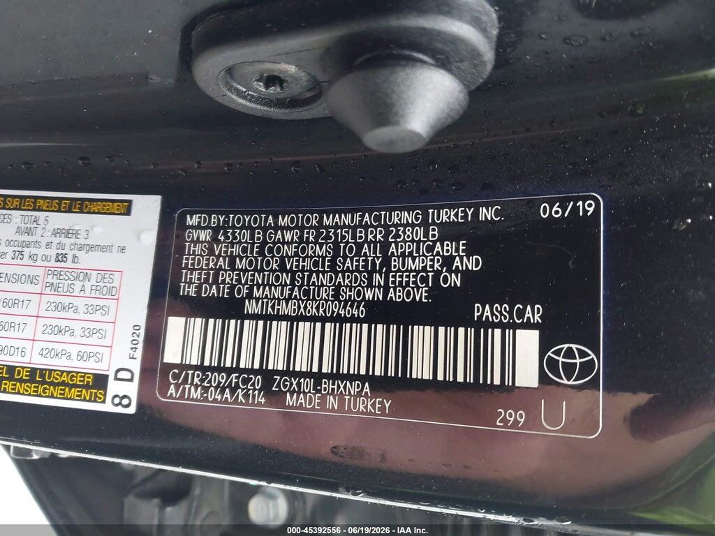 NMTKHMBX8KR094646 2019 TOYOTA C-HR photo no. 9