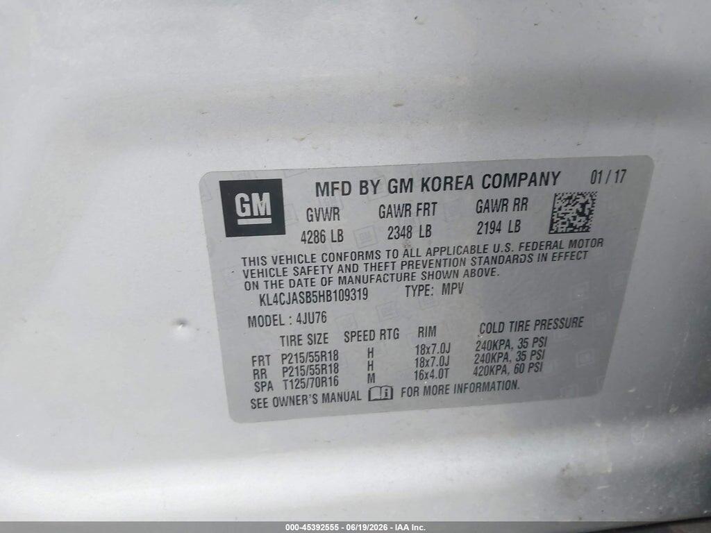 KL4CJASB5HB109319 2017 BUICK ENCORE photo no. 9