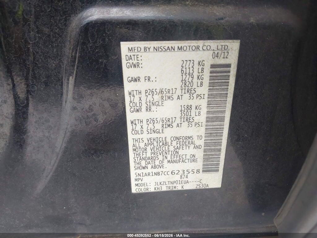 5N1AR1NB7CC623558 2012 NISSAN PATHFINDER photo no. 9