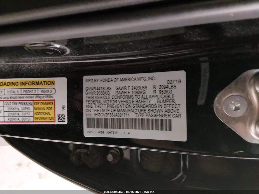 1HGCV2F33JA021711 2018 HONDA ACCORD photo no. 9