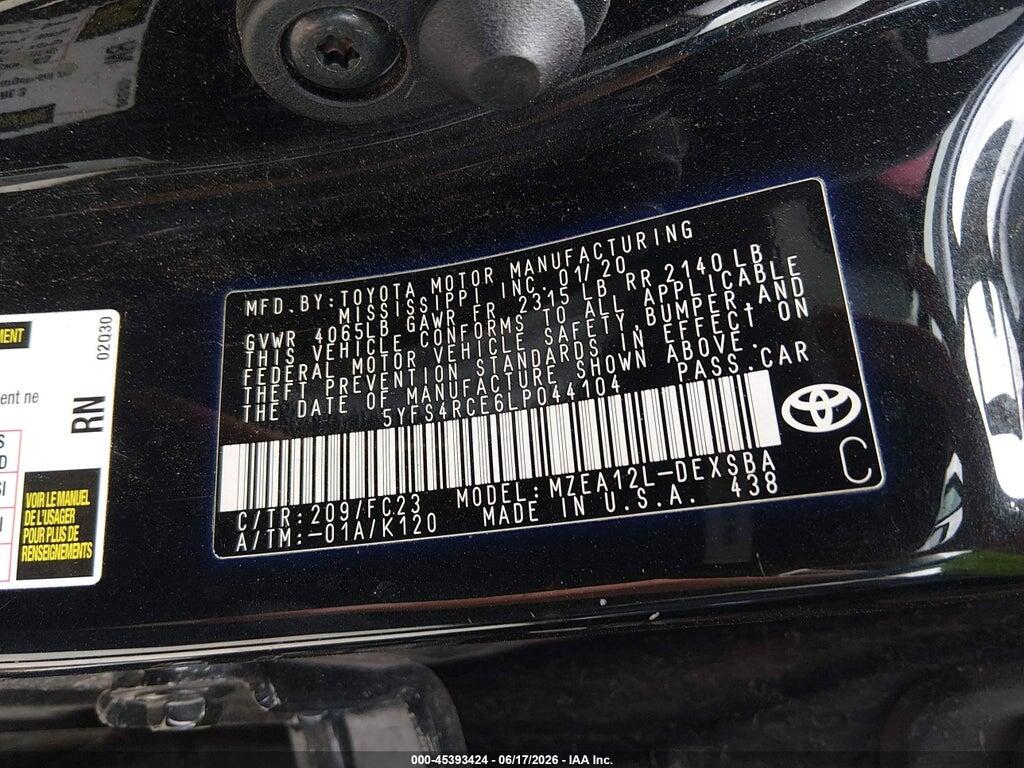 5YFS4RCE6LP044104 2020 TOYOTA COROLLA photo no. 9