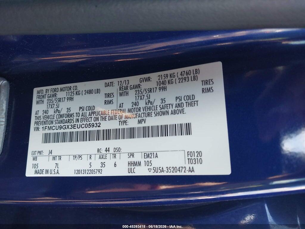 1FMCU9GX3EUC05932 2014 FORD ESCAPE photo no. 9