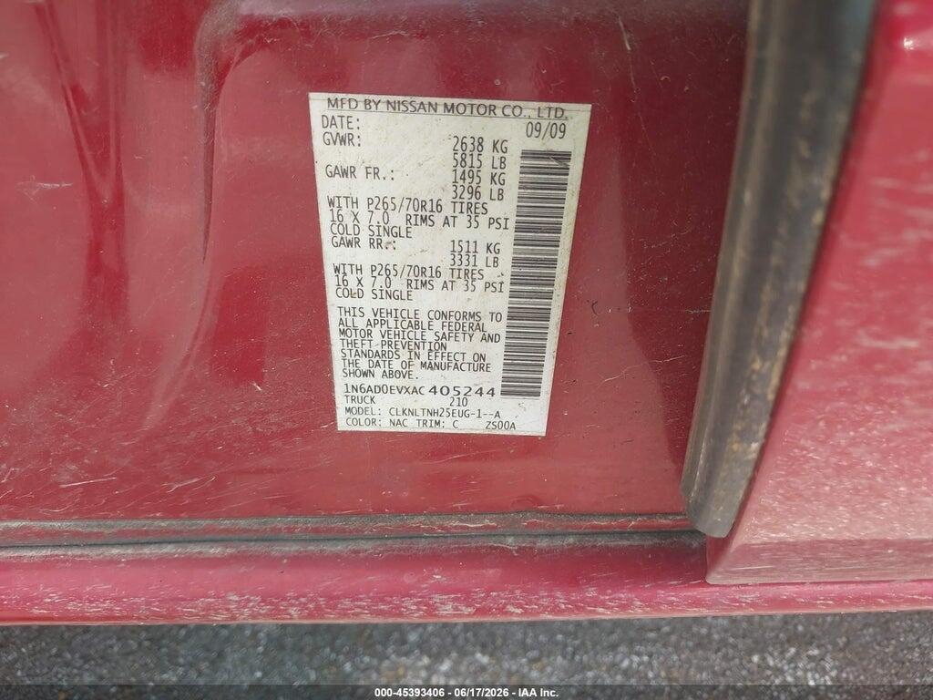 1N6AD0EVXAC405244 2010 NISSAN FRONTIER photo no. 9