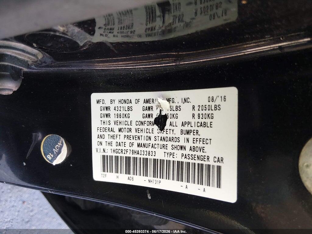 1HGCR2F79HA033833 2017 HONDA ACCORD photo no. 9