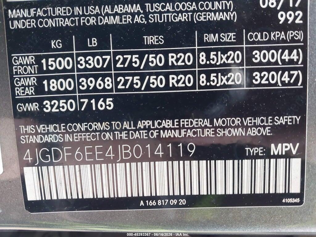 4JGDF6EE4JB014119 2018 MERCEDES-BENZ GLS 450 photo no. 9