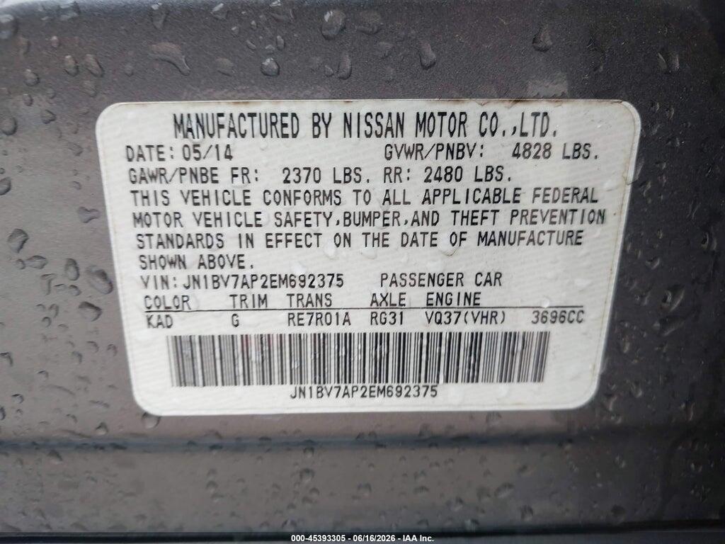 JN1BV7AP2EM692375 2014 INFINITI Q50 photo no. 9