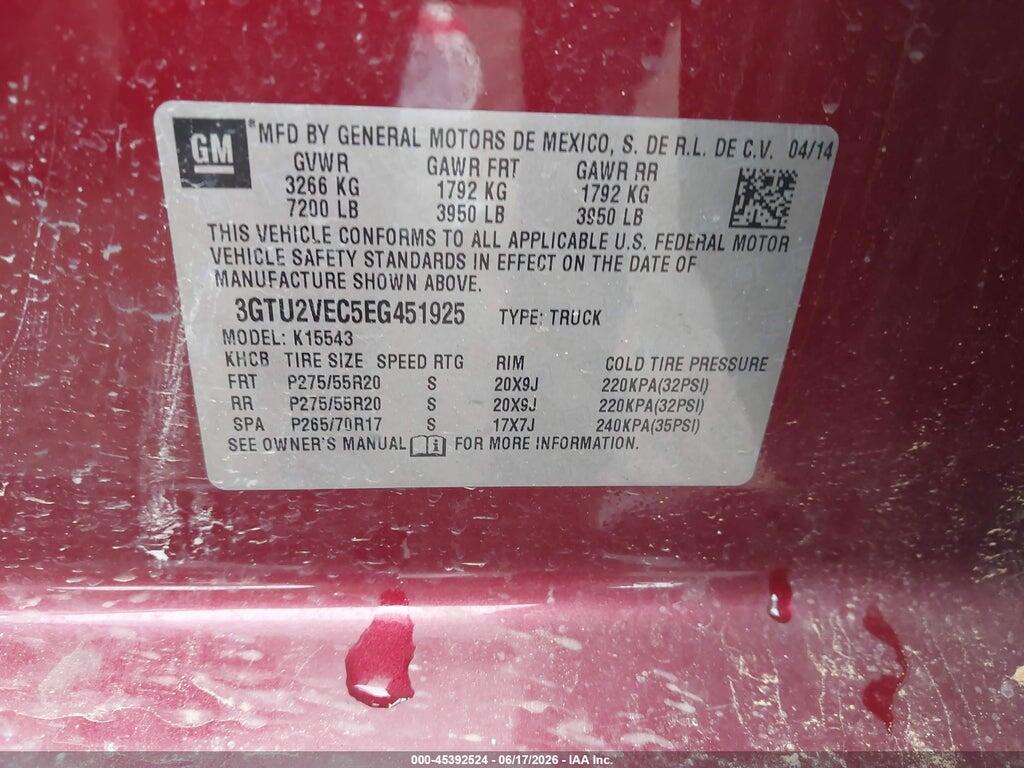 3GTU2VEC5EG451925 2014 GMC SIERRA 1500 photo no. 9