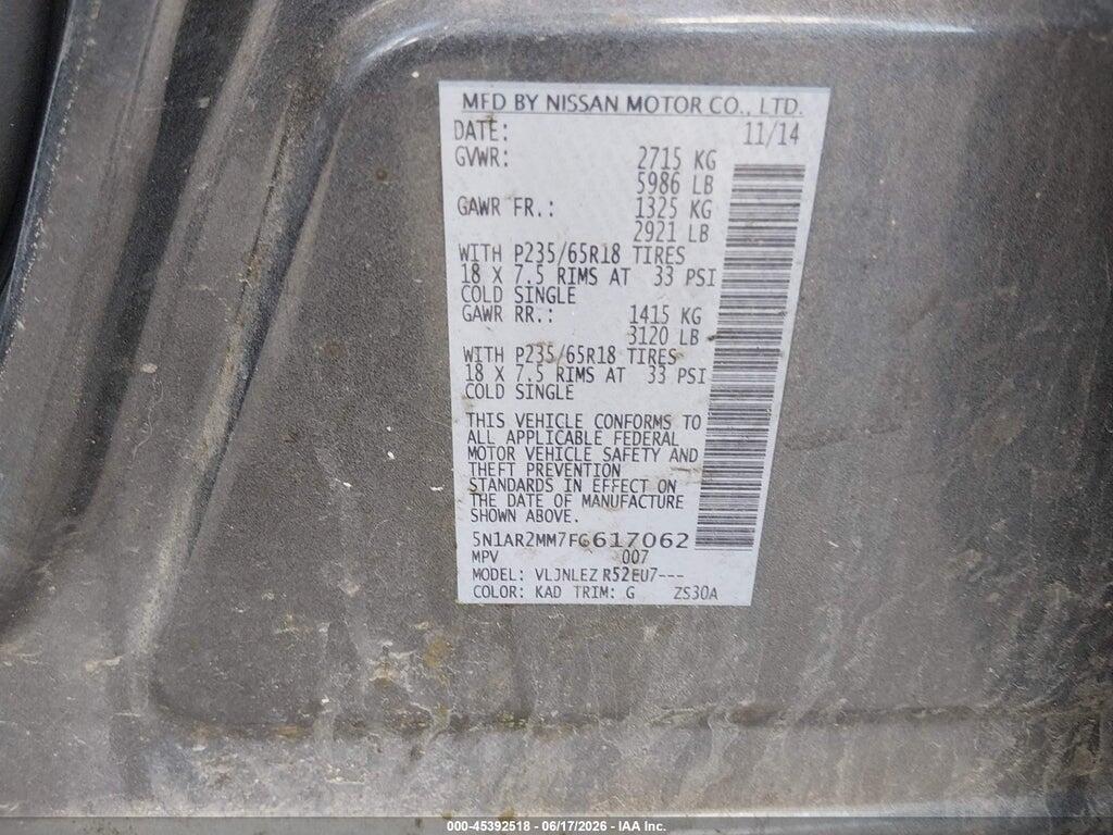 5N1AR2MM7FC617062 2015 NISSAN PATHFINDER photo no. 9