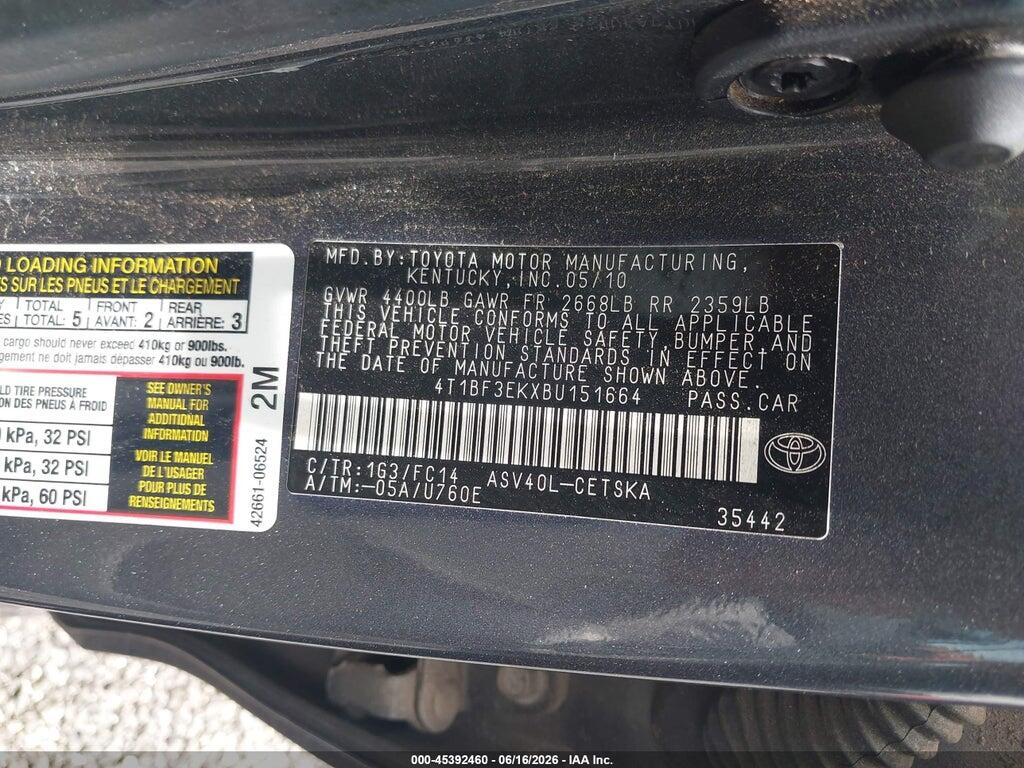 4T1BF3EKXBU151664 2011 TOYOTA CAMRY photo no. 9