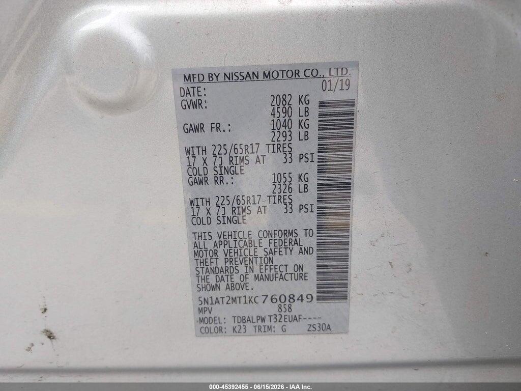 5N1AT2MT1KC760849 2019 NISSAN ROGUE photo no. 9