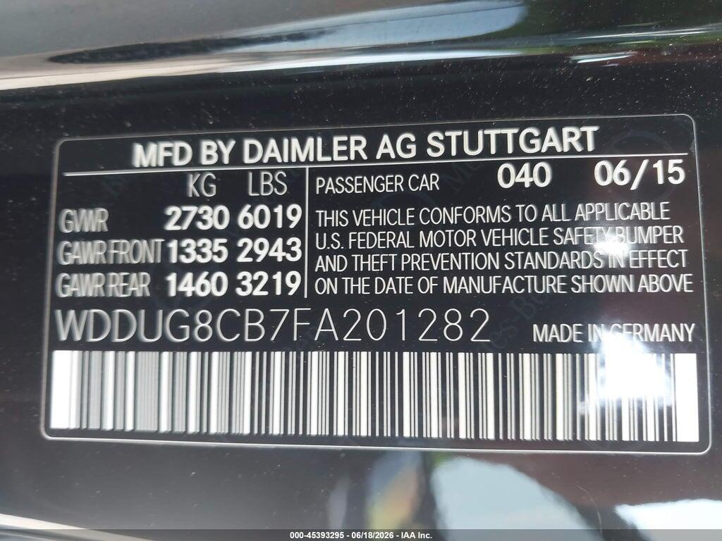 WDDUG8CB7FA201282 2015 MERCEDES-BENZ S 550 photo no. 9
