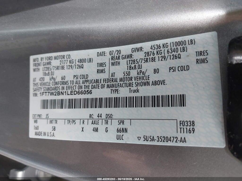 1FT7W2BN1LED66056 2020 FORD F-250 photo no. 9