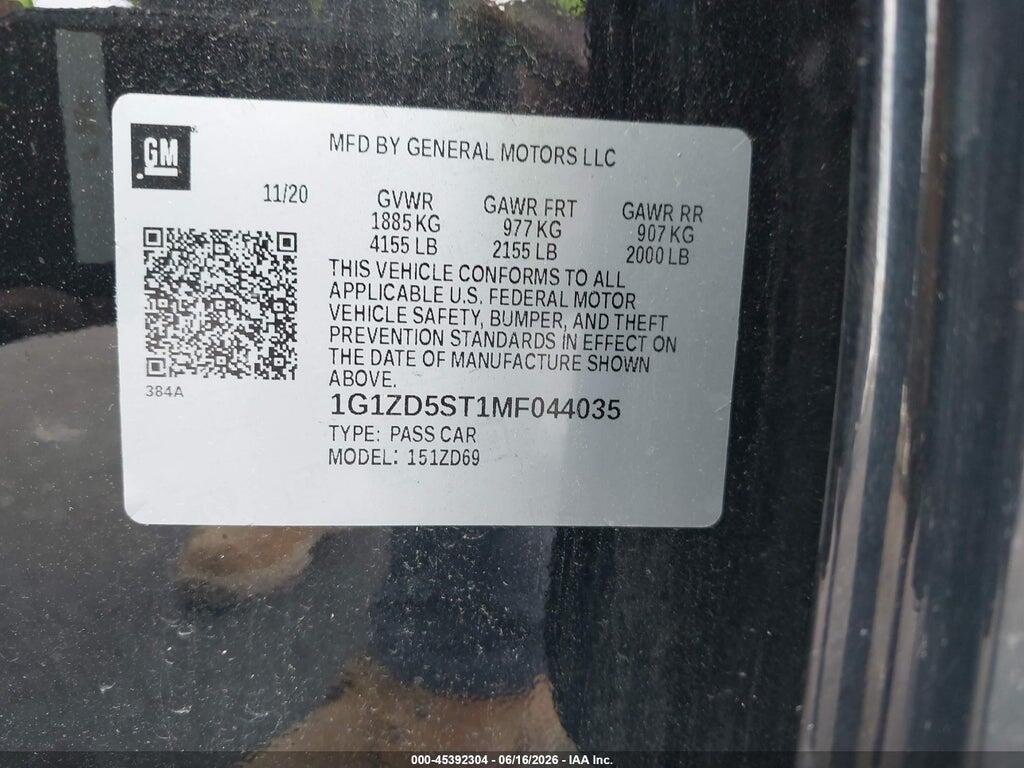 1G1ZD5ST1MF044035 2021 CHEVROLET MALIBU photo no. 9